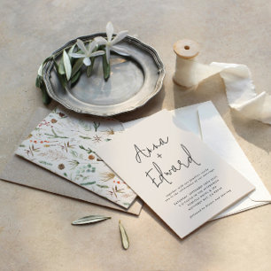 Invitation Aquarelle mariage crème végétale