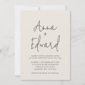 Invitation Aquarelle mariage crème végétale (Devant)