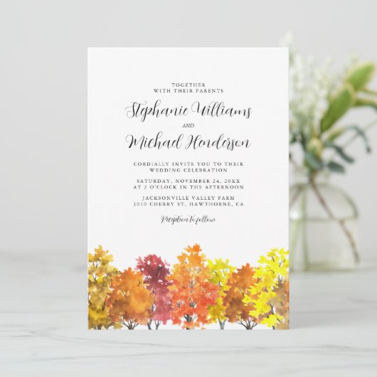 Invitation Aquarelle mariage de automne (Debout devant)