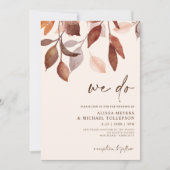 Invitation Aquarelle mariage de automne Feuille rouille de fe (Devant)