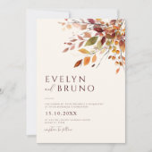 Invitation Aquarelle mariage de automne Feuilles d'automne (Devant)