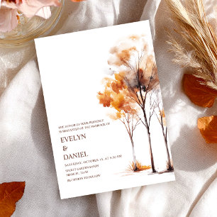 Invitation Aquarelle Mariage de automne rustique