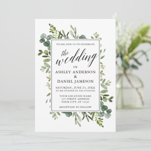 Invitation Aquarelle Mariage de calligraphie (Debout devant)