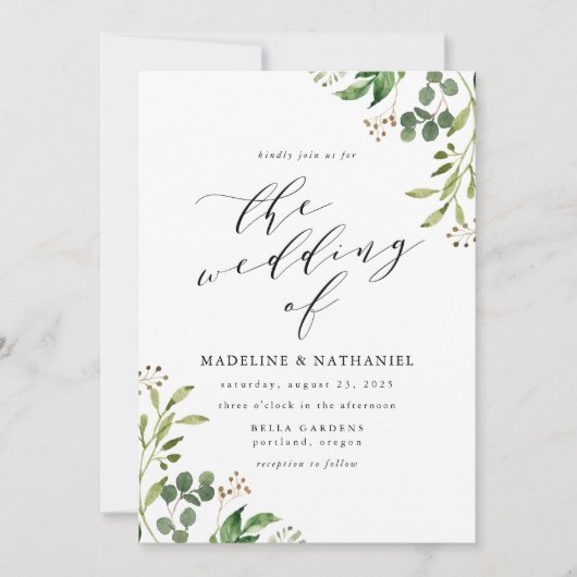 Invitation Aquarelle Mariage de calligraphie (Devant)