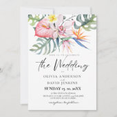 Invitation Aquarelle Mariage de fleurs tropicales (Devant)
