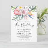 Invitation Aquarelle Mariage de fleurs tropicales (Debout devant)