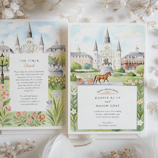 Invitation Aquarelle Mariage de la Nouvelle-Orléans