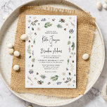 Invitation Aquarelle Mariage de Noël d'hiver<br><div class="desc">Festive Watercolor Winter Christmas Foliage Faire-part de mariage - design dispose d'une variété de feuillage botanique d'hiver encadrant un élégant modèle de mariage qui est facile à customiser.</div>