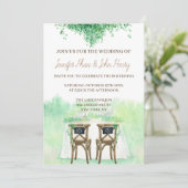 Invitation Aquarelle mariage de style rustique (Debout devant)