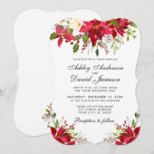 Invitation Aquarelle Mariage de vacances Floral Poinsettia (Devant / Derrière)
