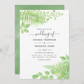 Invitation Aquarelle Mariage de verdure (Devant / Derrière)