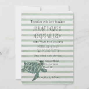 Invitation Aquarelle Mariage des rayures de tortue marine