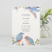 Invitation Aquarelle mariage d'oiseau floral (Debout devant)