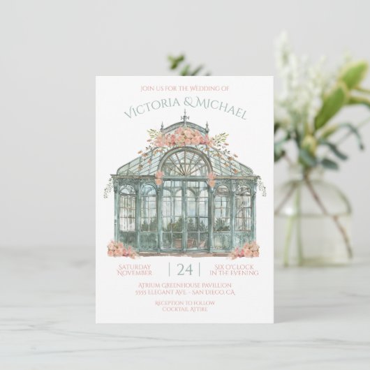 Invitation Aquarelle Mariage du site de serre (Debout devant)