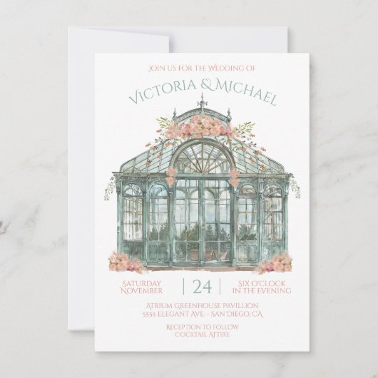 Invitation Aquarelle Mariage du site de serre (Devant)