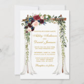 Invitation Aquarelle mariage en or à canopée Arch Floral (Devant)