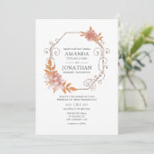 Invitation Aquarelle Mariage en terre cuite géométrique (Debout devant)