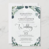 Invitation Aquarelle mariage Eucalyptus Vert (Devant)