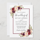 Invitation Aquarelle mariage Floral Bourgogne Photo (Devant)