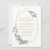 Invitation Aquarelle mariage Gold Frame Eucalyptus Vert (Devant)