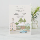 Invitation Aquarelle MARIAGE KEY WEST Floride keys (Debout devant)