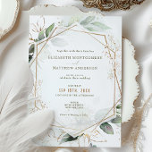 Invitation Aquarelle Mariage or et vert Boho Russe