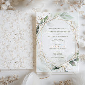 Invitation Aquarelle Mariage or et vert Boho Russe