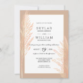 Invitation Aquarelle Mariage Pampas Chic Neutre (Devant)