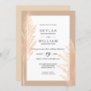 Invitation Aquarelle Mariage Pampas Chic Neutre