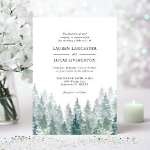 Aquarelle mariage Pin rustique Arbres de la forêt 