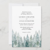 Invitation Aquarelle mariage Pin rustique Arbres de la forêt (Devant)