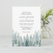 Invitation Aquarelle mariage Pin rustique Arbres de la forêt (Debout devant)