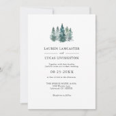 Invitation Aquarelle mariage Pins rustiques Arbres verts prof (Devant)