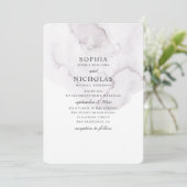 Invitation Aquarelle mariage poussiéreuse. Élégant lavande si (Debout devant)