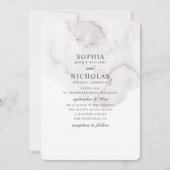 Invitation Aquarelle mariage poussiéreuse. Élégant lavande si (Devant)