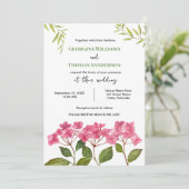 Invitation Aquarelle mariage rose Hydrangea Lacecaps (Debout devant)