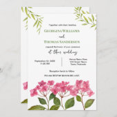Invitation Aquarelle mariage rose Hydrangea Lacecaps (Devant / Derrière)