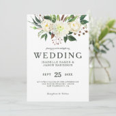 Invitation Aquarelle Mariage Roses blanches (Debout devant)