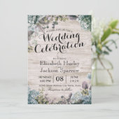 Invitation Aquarelle Mariage rustique Botanique Floral & Bois (Debout devant)