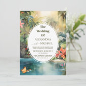 Invitation Aquarelle Mariage tropicale Florale (Debout devant)