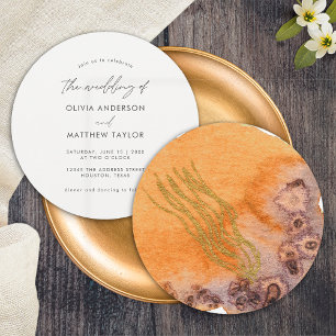 Invitation Aquarelle Mariage unique Gold Orange