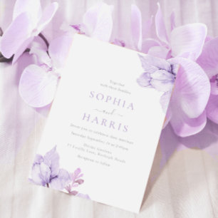 Invitation Aquarelle Mariage violet