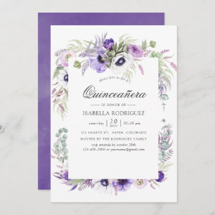 Invitation Aquarelle Mariage violet Dusty Quinceañera