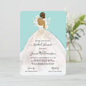 Invitation Aquarelle mariée dans Gown Bridal Shower Invitatio (Debout devant)