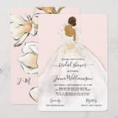 Invitation Aquarelle mariée dans Gown Bridal Shower Invitatio (Devant / Derrière)