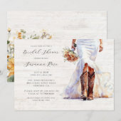 Invitation Aquarelle Mariée En Mariage Robe Cowgirl Bottes (Devant / Derrière)