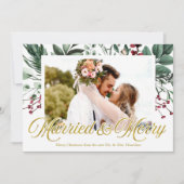 Invitation Aquarelle Mariée Et Joyeuse Photo De Noël (Devant)