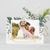 Invitation Aquarelle Mariée Et Joyeuse Photo De Noël (Debout devant)