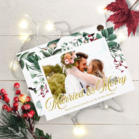 Invitation Aquarelle Mariée Et Joyeuse Photo De Noël