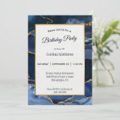 Invitation Aquarelle marine Abstraite Blue Agate (Debout devant)